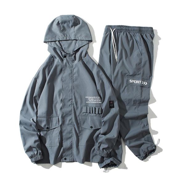 

2021 autumn men streetwear tracksuit harajuku joggers suit sets vintage hooded hoodies fashions joggers pants abz551, Gray