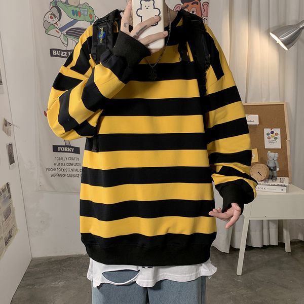 

2021 new autumn spring hoodies sweatpants for striped black man loose hip hop punk pullover streetwear 5xl fashion clothes oi9a
