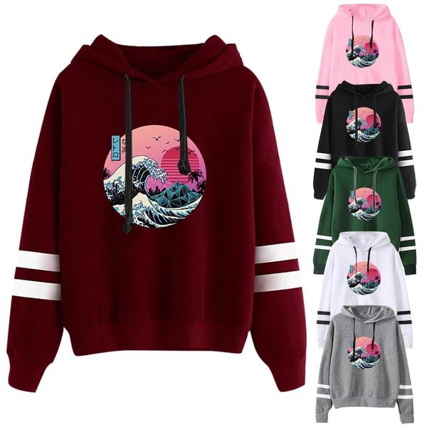 

women's hoodies & sweatshirts fashion casual loose long-sleeved landscape printed womens autumn hoodie sweatshirt letters hooded pullov, Black