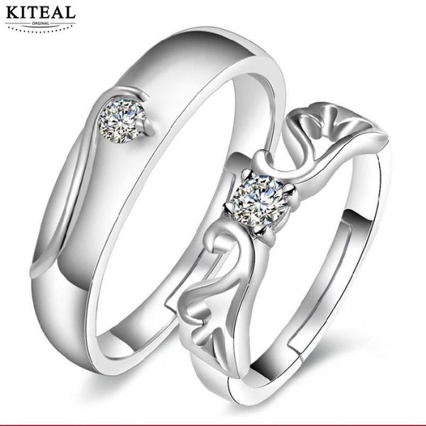 

wedding rings kiteal fashion size resizeable maiden angel wing lover couple ring sets aneis, Slivery;golden