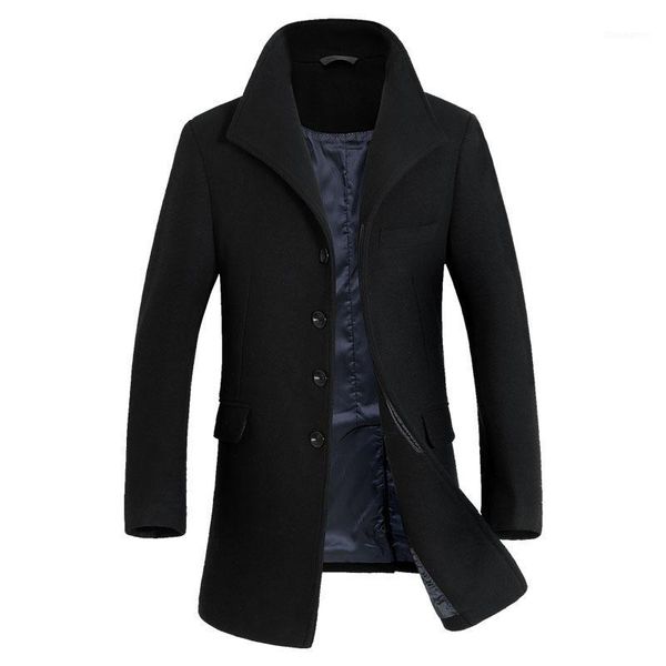 

custom made autumn new men winter coat long wool slim good quality wintermantel wolle herren1, Black