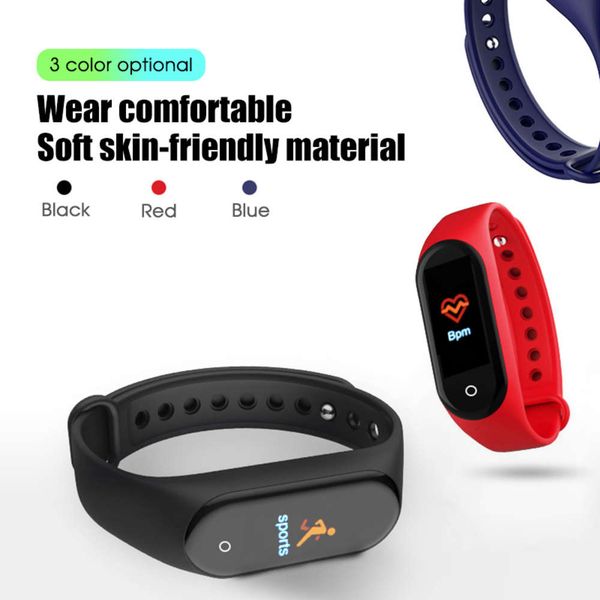 

wristband m4 fitns trcker, smart waterproof sports watch pedometer, heart rate blood prsure control and bluetooth