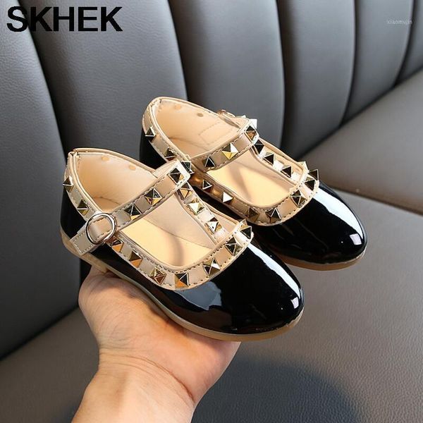 

flat shoes skhek children elegant princess pu leather sandals kids girls wedding dress party for girls1, Black;grey