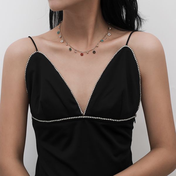 

beads geometric square necklaces women retro engraved pendant necklace decoration holiday romantic gift fashion jewelry, Silver