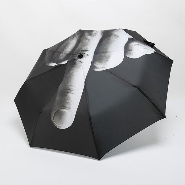 

25pcs middle finger umbrella rain windproof up yours umbrella creative folding parasol fashion impact black umbrella t500426