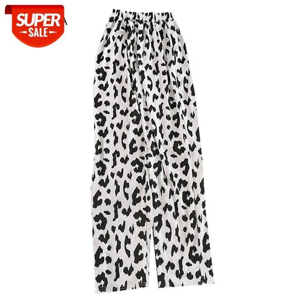 

cow print pants women summer trousers high waist female pant fashion casual ladies wide leg pants elastic straight sweatpants #rv5y, Black;white