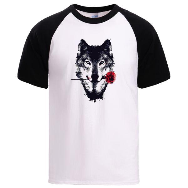 

wolf with roses fashion tshirt summer tshirt raglan cool short sleeve tee sport hooded sweatshirt hoodie men t shirt