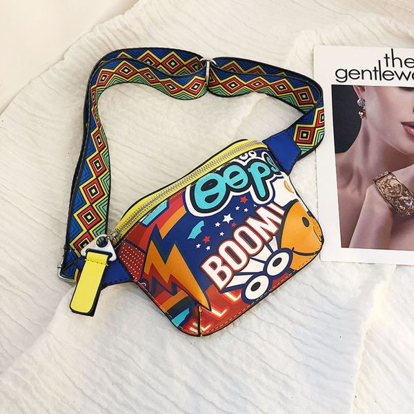 

ins super fire super fire girls street fashion graffiti printing messenger running honey bungee bag chest bag fashion mtwsf