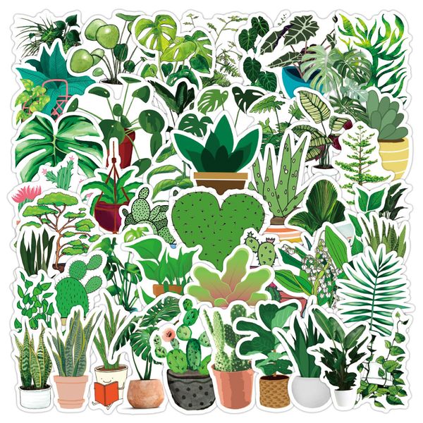 

3 sets=150pcs green plant sticker notebook scooter refrigerator water cup sticker
