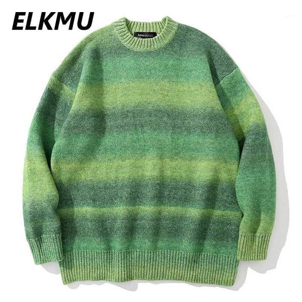 

elkmu striped sweaters 2020 winter harajuku casual knitwear jumper loose sweater hip hop streetwear men we0621, White;black