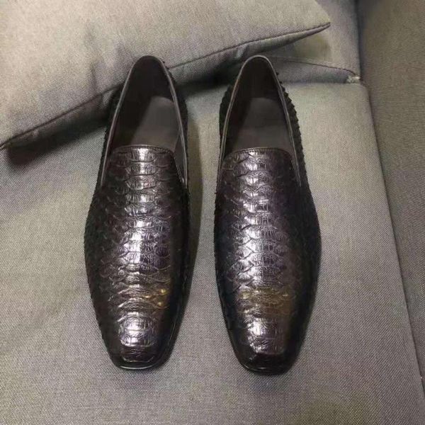 

dress shoes luxury quality ly genuine real snake python skin black color men business shoe with cow base and lining