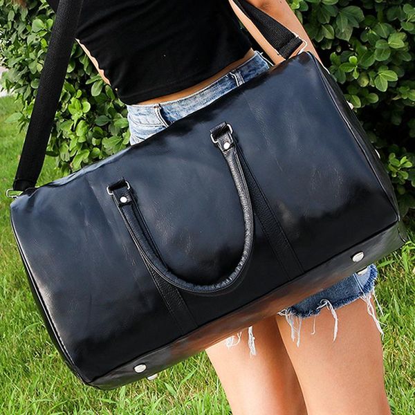 

leather travel bag large duffle independent shoes storage big fitness bags solid color handbag bag luggage shoulder
