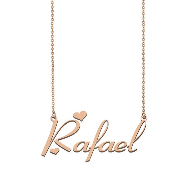 

rafael name necklace custom nameplate pendant for women girls birthday gift kids friends jewelry 18k gold plated stainless steel, Silver