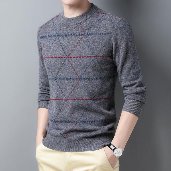 

men's sweaters leisure 100% wool man sweater casual male o-neck pure cashmere jumper striped knit clothing long sleeved, White;black