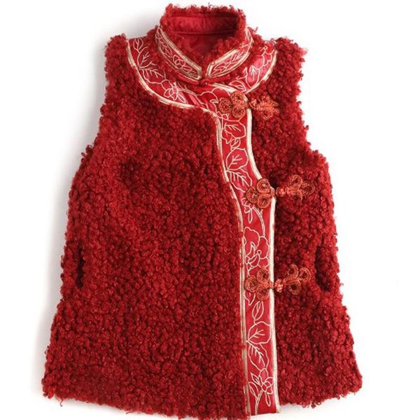 

women's vests high-end winter women cotton vest chinese style retro embroidery elegant lady warm cute female s-xl, Black;white