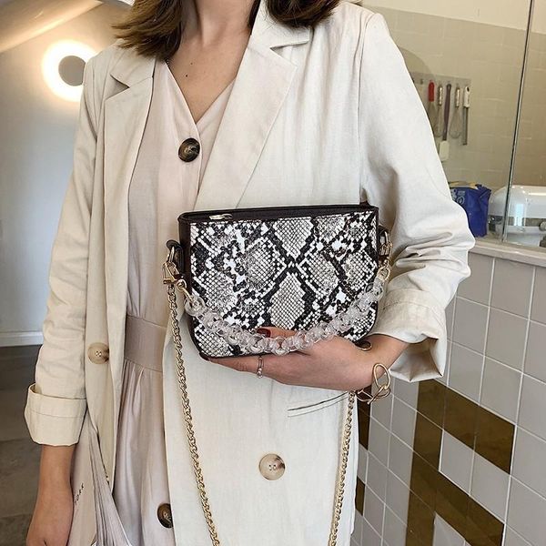 

luxury handbags women bags designer square acrylic handle messenger bags pu leather serpentine female shoulder crossbody