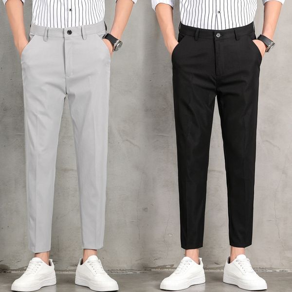 

summer thin men's youth korean large straight tube men's are versatile and handsome nine nine casual pants casual pantspoint pants, Blue