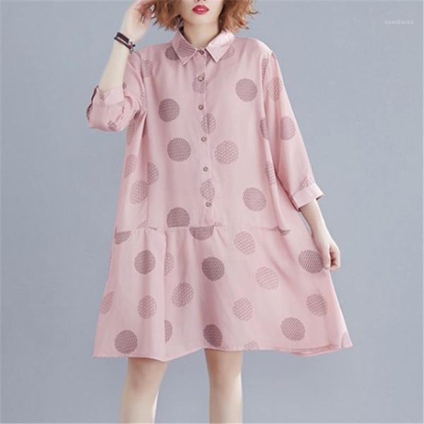 

loose plum-size women's artistic pot-point printing in the long style shirt dress summer dress new styles go with everything1, White
