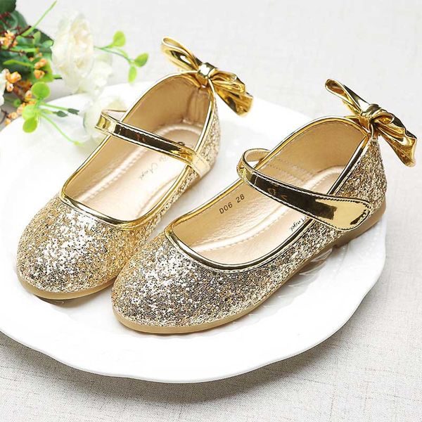 

kids girls princess leather shoes non slip soft sole middle and big children's boat velcro shallow mouth dance performance shoes