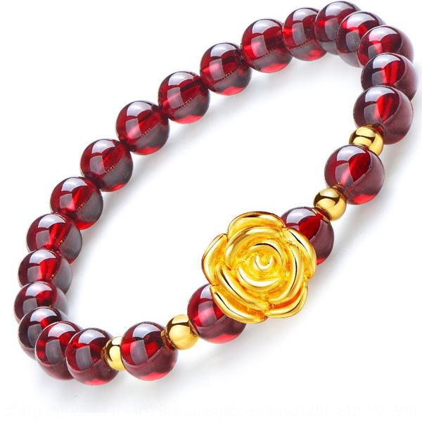 

single ring garnet sand gold rose vacuum gilded jewelry pearl garnet bracelet lovers crystal bracelet rsjo1, Golden;silver