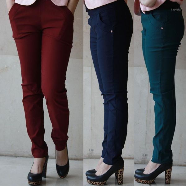 

wholesale-spring and autumn style leggings women trousers plus size 6xl pockets korean version of feet high waist women's pants1, Blue