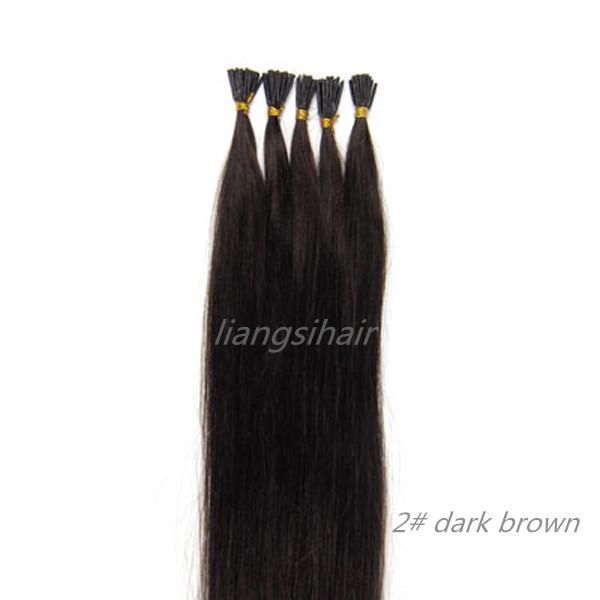 

brazilian hair bundles style brazilian indian peruvian malaysian remy human hair extensions 15"-26" 100s 2# dark brown i-tip hair, Black;brown