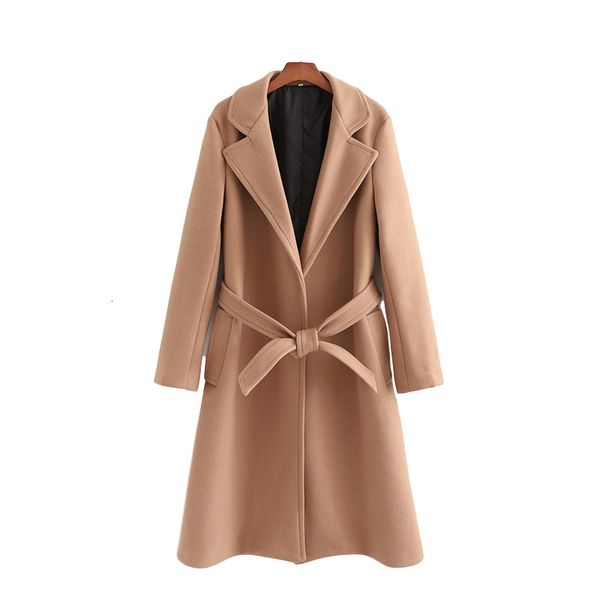 

2021 new elegantes de l moda senhoras bolso outercoat streetwear feminino faixas causais solto casaco meninas chique mll3, Black