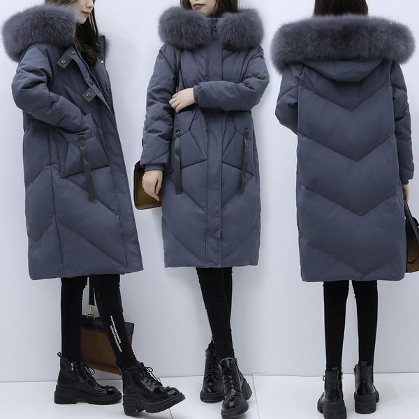 

plus size women's 2019 winter new cotton clothing long section cover belly thicken 200 kg cotton coat fat sister coat female1, Black