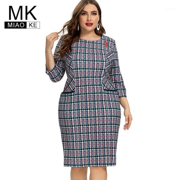 

2020 summer womens plus size plaid dress fashion ladies elegant club dresses1, Black;gray