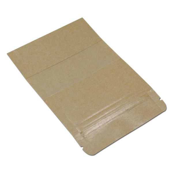 

100pcs kraft paper stand up zip lock packaging bags with clear matte window resealable brown zipper snack packing pouches h bbykyf