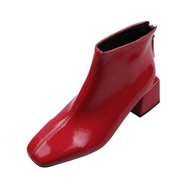 

elegant 2021 new winter female high heel pad lady square toe short designer boots party shoes 35-40 aa3p, Black
