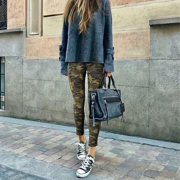 

women fashion camouflage denim jeans woman elastic slim pencil pants street style zipper pocket skinny denim trousters1, Blue
