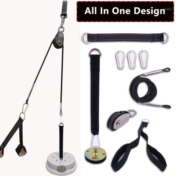 

gym diy fitness biceps triceps forearm trainer strength trainer heavy duty pulley cable machine system home workout accessories1