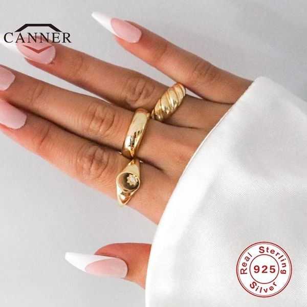 

cluster rings canner 2021 ins style croissant 925 sterling silver female ring for women creative simple ladies jewelry anillos, Golden;silver