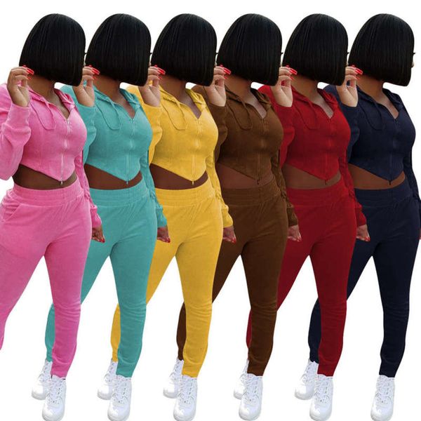 

double women's velvet autumn and sports winter leisure suit solid color, Gray