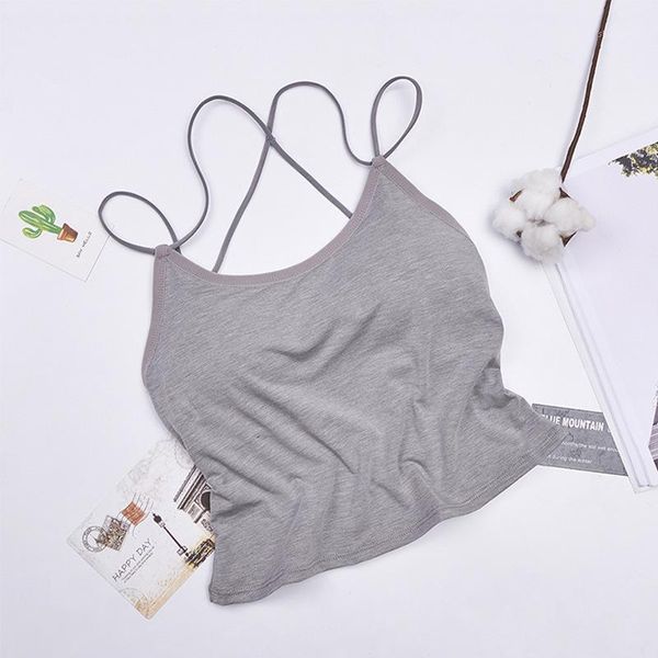 

supersoft modal tank cropped camis women sleeveless vest cross back tank women backless underwear1, Black;white