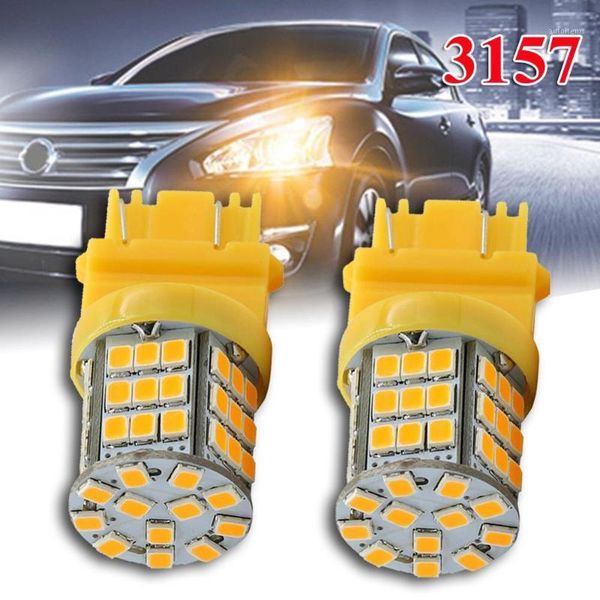 

1pair car parking signal light 3157 led amber yellow turn signal drl 57smd 2835 light bulbs 40w/bulb 12v car1