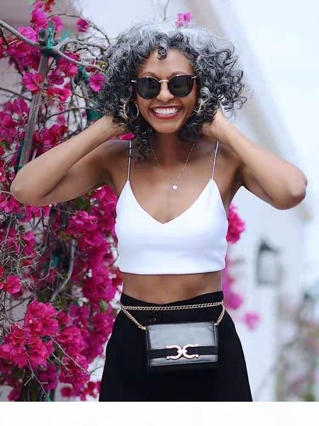 

soft curly women grey hair ponytail puff updo two tone mix silver gray ponytail human hair extension 14inch 140g, Black