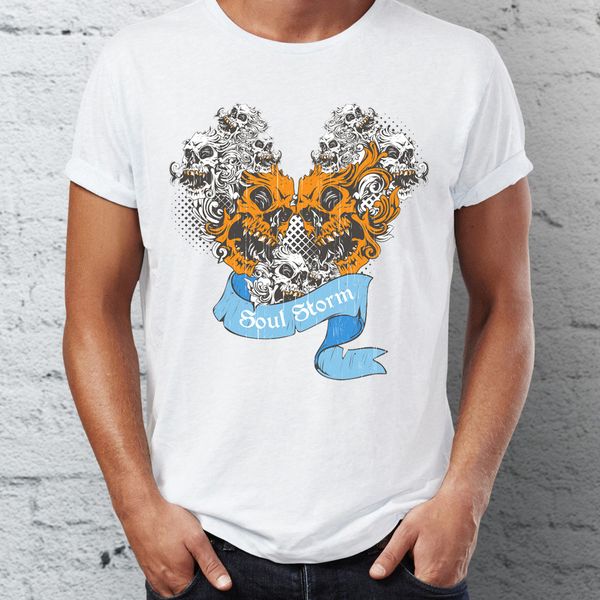 

men's t shirt soul storm skull artsy tee sport hooded sweatshirt hoodie