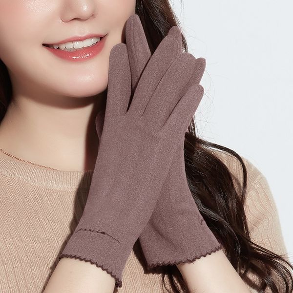 

new women gloves autumn and winter imitation rabbit velvet keep warm touch screen thin female elegant style embroidery s001, Blue;gray