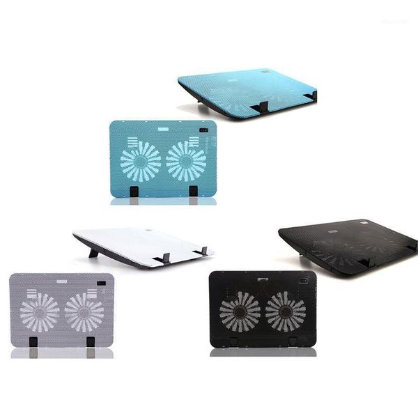 

silent metal panel dual fan cooler high speed notebook cooler lapcooling pad slim stand for 15.6 inch pc computer1