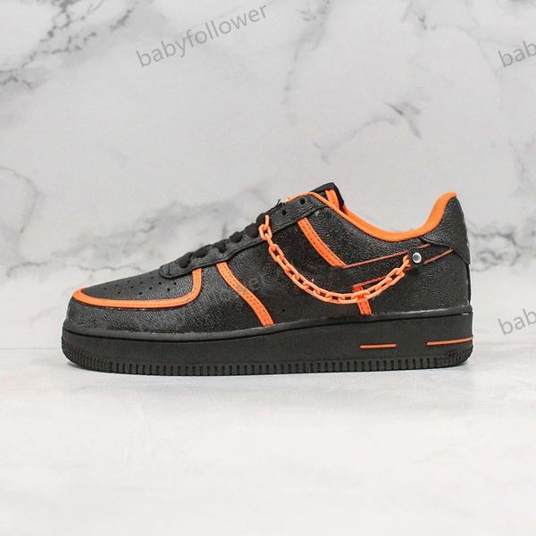

latest low time out air one utility orange black mens running shoes forces trainers sneakers 1s sport skate shoes with box