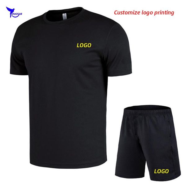 

custom logo sportswear tracksuit breathable running sets men elastic loose sport suits quick dry fitness gym workout clothing, Black;blue