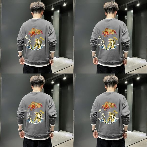 

bzhjw fashion fashion brand large loose wear t-shirtt-shirt men's t-shirtsweater with sleeves long enlarged fat man t-shirt for men&#03, Black
