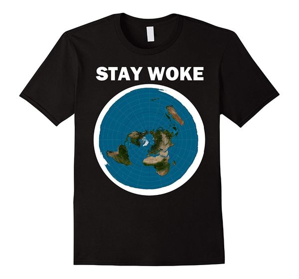 

flat earth stay woke t-shirt2020 new 100% cotton t-shirts men t shirt clothing plus size tees sport hooded sweatshirt hoodie