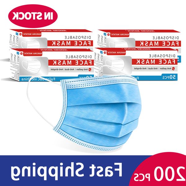 

mask meltblown 3 layer disposable 200pcs nonwoven ply filter mask mouth face mask filter safe breathable protective masks