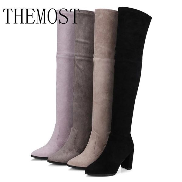 

boots arqaeurope and the united states suede stretch ladies fashion winter, Black