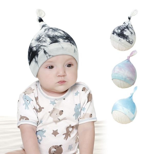 

new newborn tie-dyed baby boy girls cotton hat hats soft cute infant beanie caps, Yellow