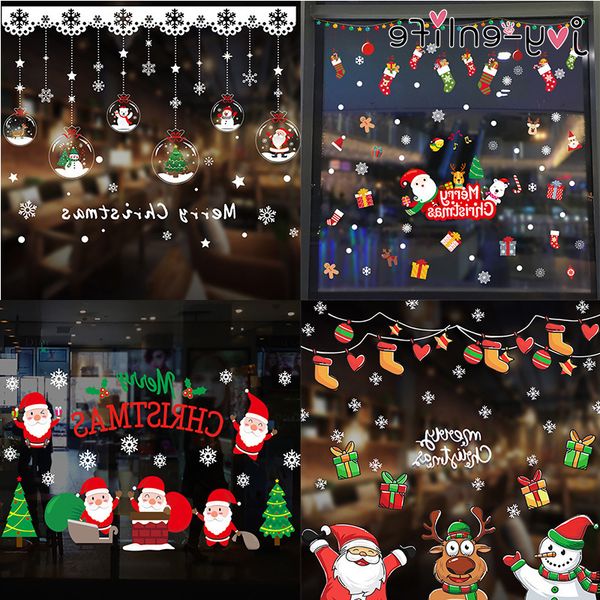 

new1pcs merry santa claus window wall sticker decoration for home 2020 christmas ornaments xmas new year 2021