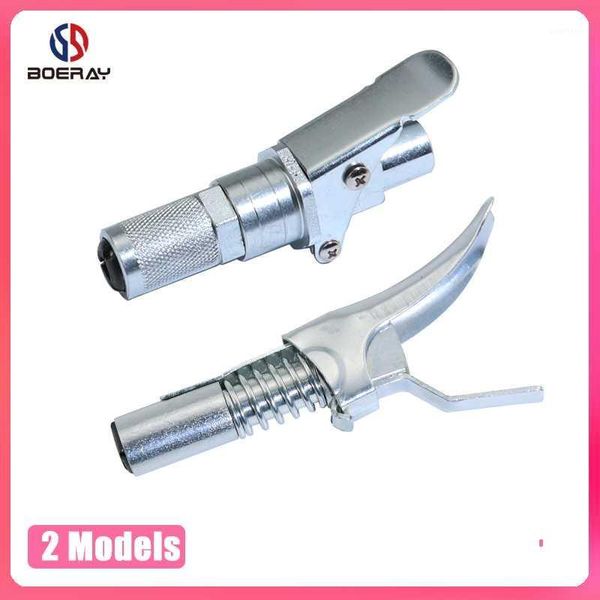 

2pcs boeray silver hydraulic self lock grease gun zerk coupler 10000 psi 1/8" npt single and double1